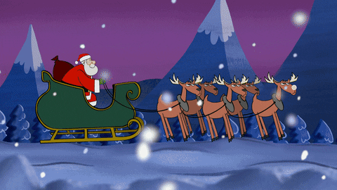 Animated Merry Christmas Santa Riding Sleigh GIF