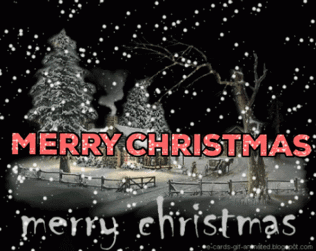 Animated Merry Christmas Winter Night GIF