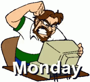 Animated Monday Blues Flipping Out On Computer GIF