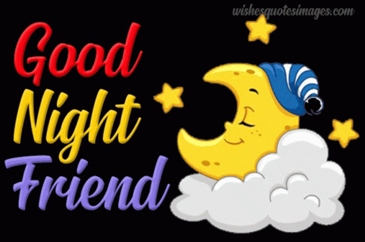 Animated Moon Saying Good Night Friend GIF