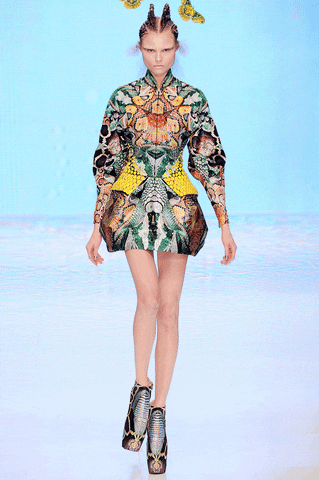 Animated Moth Woman Transforming Head GIF