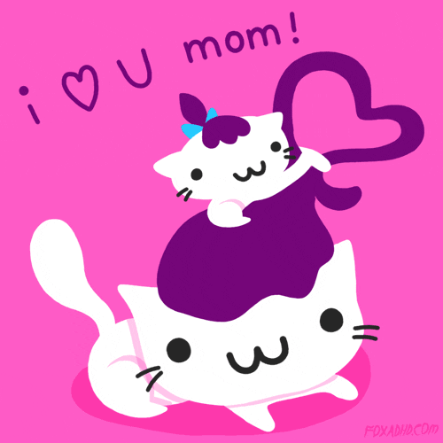 Animated Mother And Daughter Cat Love You Mom GIF