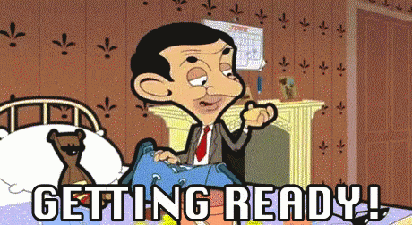 Animated Mr. Bean Getting Ready Packing Luggage GIF