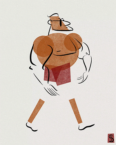 Animated Muscular Guy Walking GIF