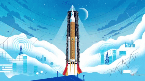 Animated Nasa Rocket Lifting Off GIF