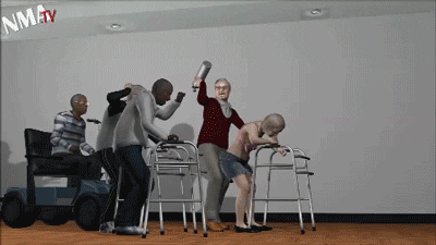 Animated Old People Having Party GIF