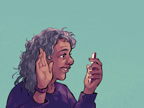 Animated Old Woman Receiving Multiple Text Message GIF