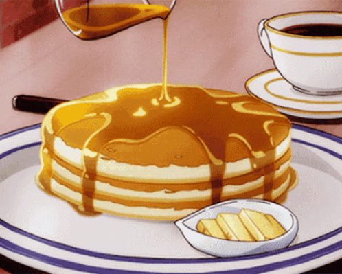 Animated Pancake Poured In Syrup GIF