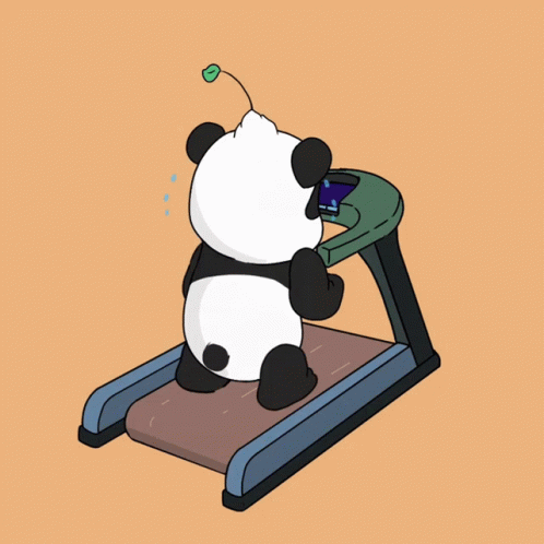 Animated Panda On Treadmill GIF