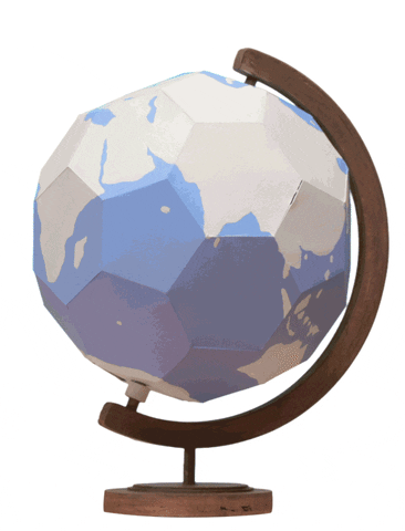 Animated Paper Globe Spinning GIF