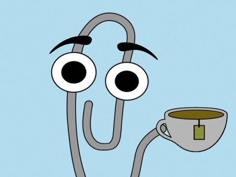 Animated Paperclip Want You To Spill The Tea GIF