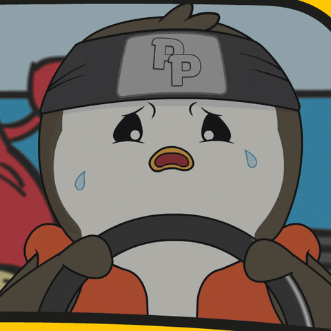 Animated Penguin Crying In Traffic GIF