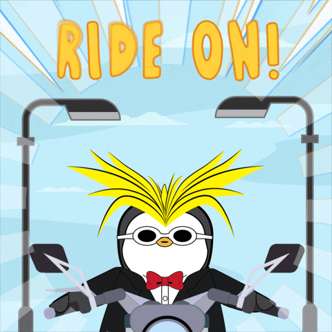 Animated Penguin Ride On Riding Bike GIF