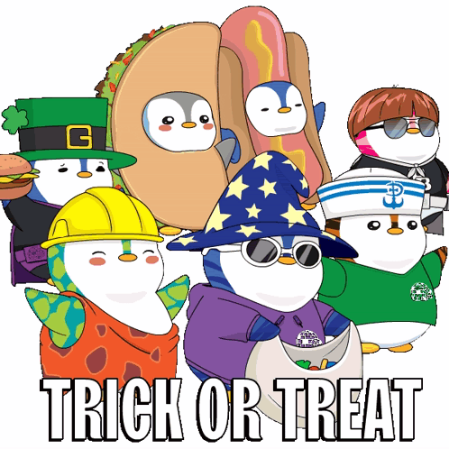 Animated Penguins Trick Or Treat GIF