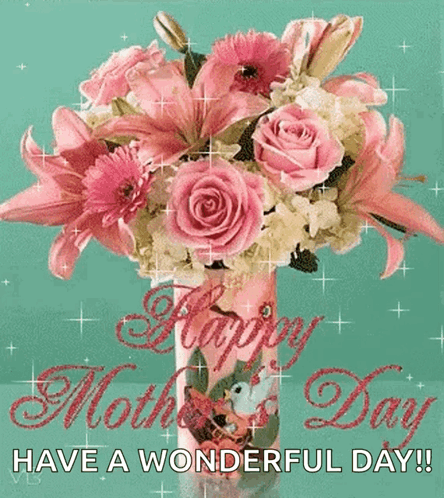 Animated Pink Roses Happy Mothers Day GIF