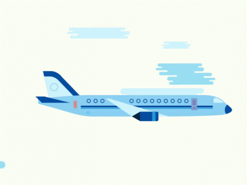 Animated Plane Flying Clouds GIF