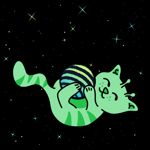 Animated Playing Green Ball Moving Cat GIF