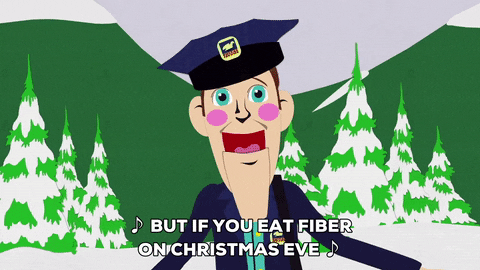 Animated Policeman Eating Fiber On Christmas Eve GIF
