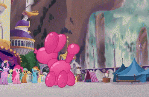 Animated Pony Pink Balloon Deflating GIF
