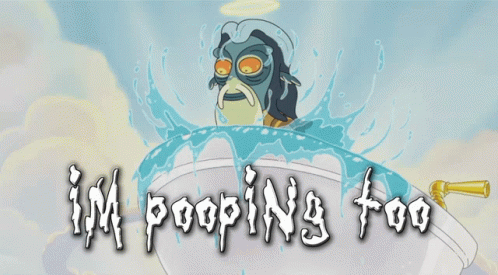 Animated Poseidon Gotta Poop Too GIF