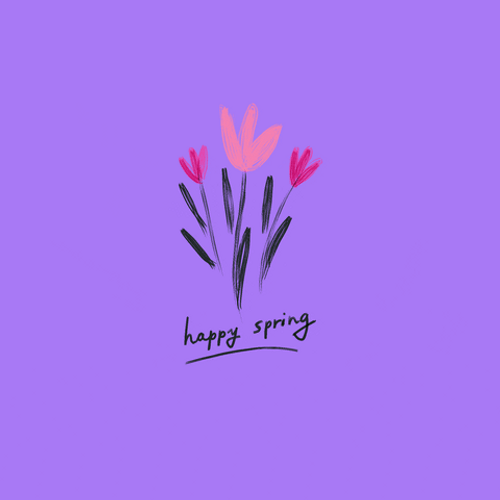 Animated Purple Background Happy Spring GIF