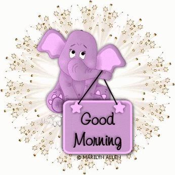 Animated Purple Elephant Good Morning GIF