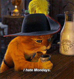 Animated Puss In Boots Hates Monday GIF