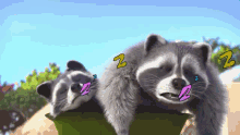 Animated Raccoons Sleeping And Snoring GIF