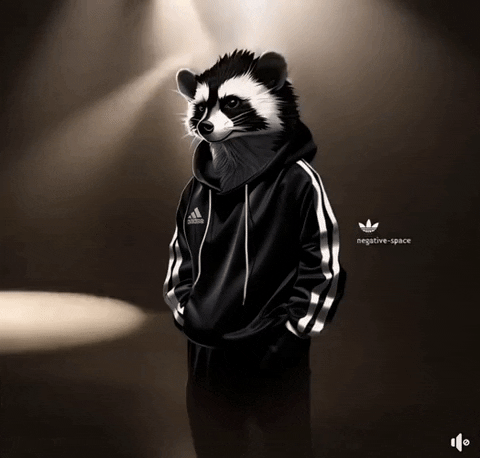 Animated Racoon Wearing Adidas Suit GIF