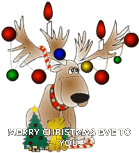 Animated Reindeer With Lights Christmas Eve GIF
