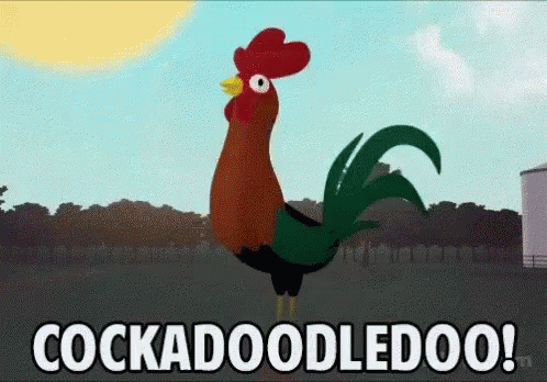 Animated Rooster Crowing Cockadoodledoo GIF