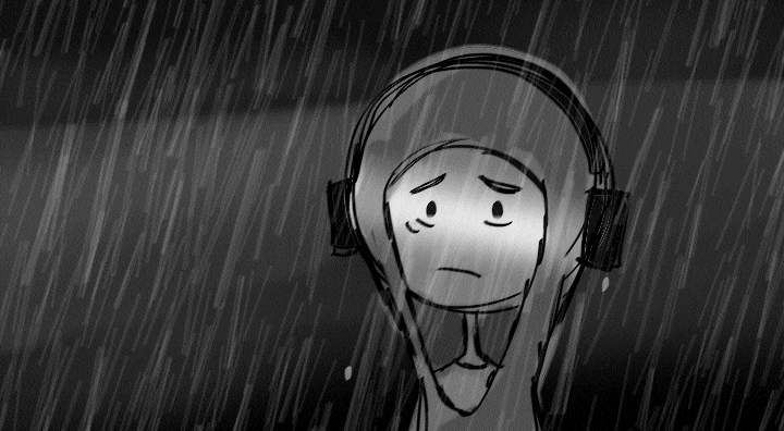 Animated Sad Boy In The Rain GIF