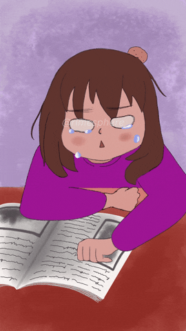 Animated Sad Girl Crying While Reading GIF