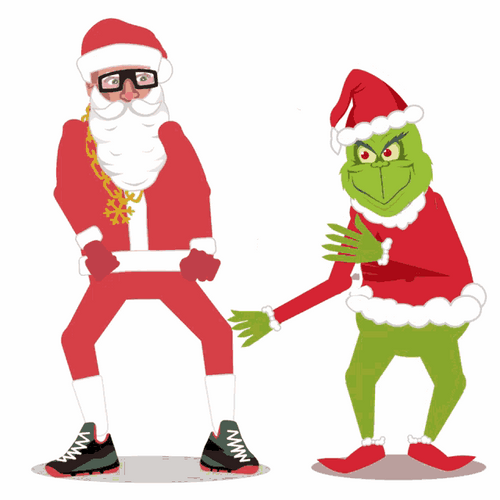 Animated Santa And Grinch Dancing GIF