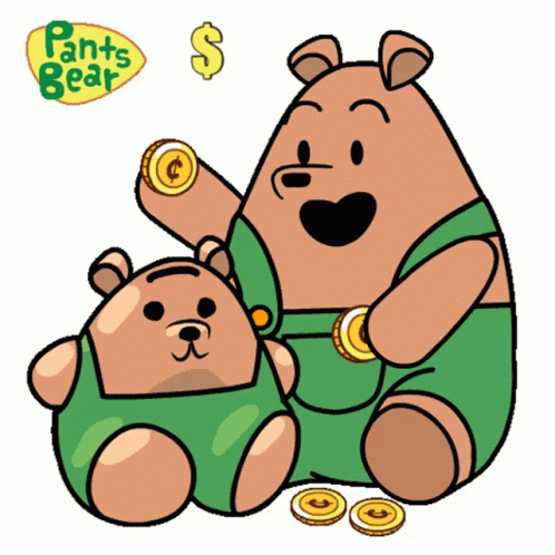 Animated Saving Money Pants Bear GIF