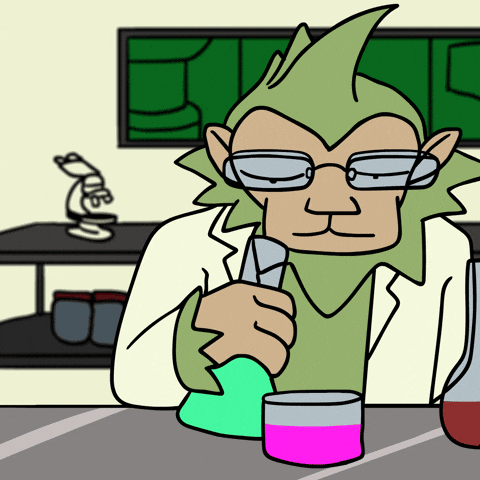 Animated Scientist Mixing Chemicals GIF