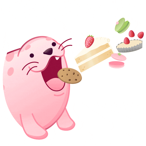 Animated Seal Chow Eating Desserts GIF