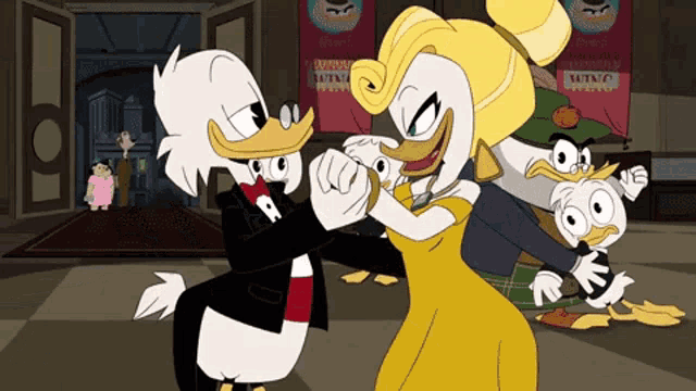 Animated Series Duck Tales Scrooge Mcduck Dancing Goldie GIF