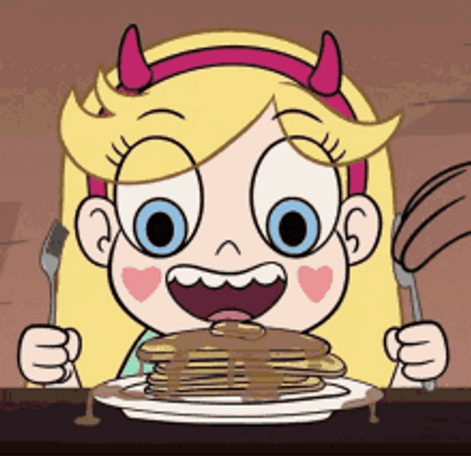 Animated Series Princess Star Butterfly Eating Pancakes GIF