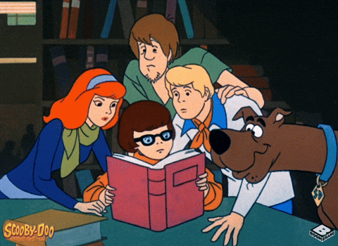 Animated Shaggy And Other Scooby Doo Cast Reading GIF