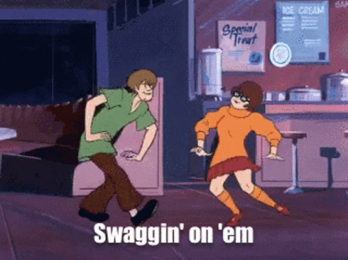 Animated Shaggy And Velma Swagging On Them GIF