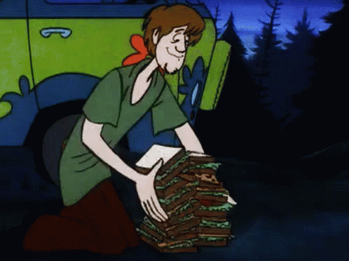 Animated Shaggy Arranging Sandwiches GIF