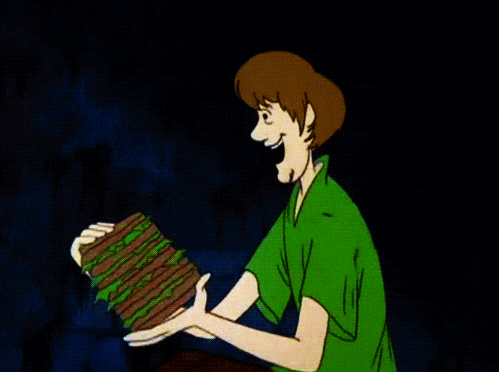 Animated Shaggy Eating A Huge Sandwich GIF