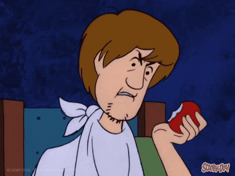 Animated Shaggy Eating Apple Confused GIF