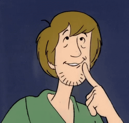 Animated Shaggy Thinking Finger On His Cheeks GIF