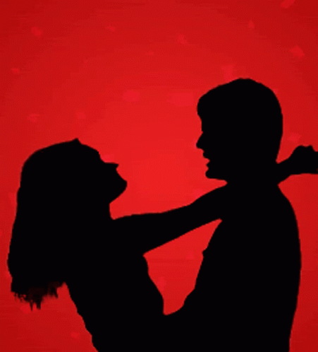 Animated Silhouette Kissing GIF