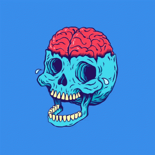 Animated Skull Laughing Pink Brain GIF