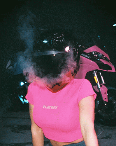 Lady Rider In Pink Animated Smoke GIF
