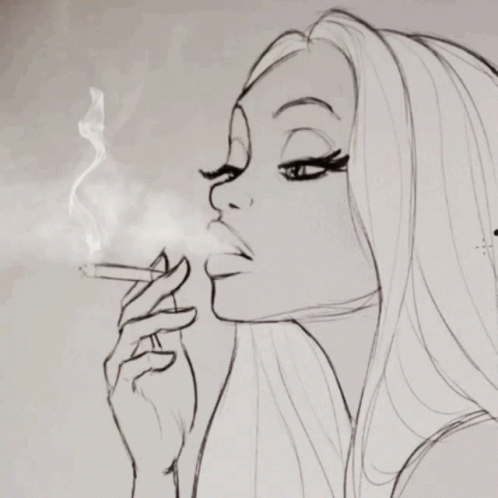 Girl Blowing Animated Smoke GIF