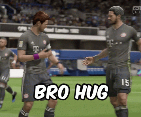 Animated Soccer Player Bro Hug GIF